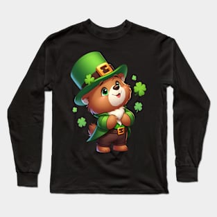 Cute Irish Leprechaun Bear Kawaii Long Sleeve T-Shirt